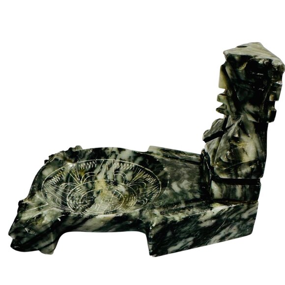 Vintage Hand-Carved Stone Mayan Aztec Ashtray Incense Coin Holder 1960s Souvenir - Picture 8 of 12